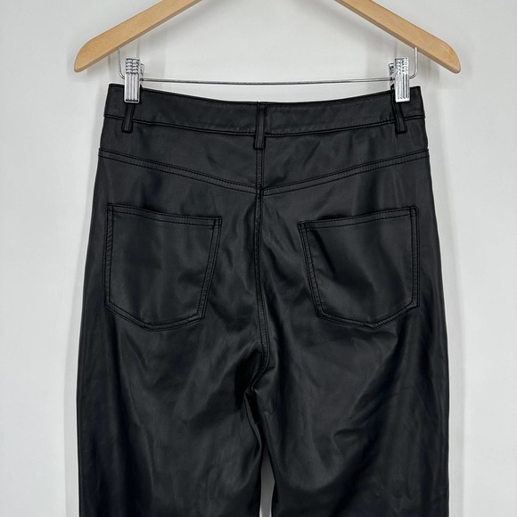 ZARA 90s Wide Leg Faux Leather Pants High Waist Trouser, Black - Picture 8 of 11
